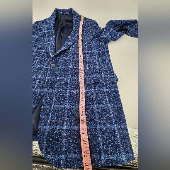 Elevee Suit Jacket Blazer Coat 44L BLUE WINDOWPANE Plaid Bespoke Custom - Picture 3 of 10